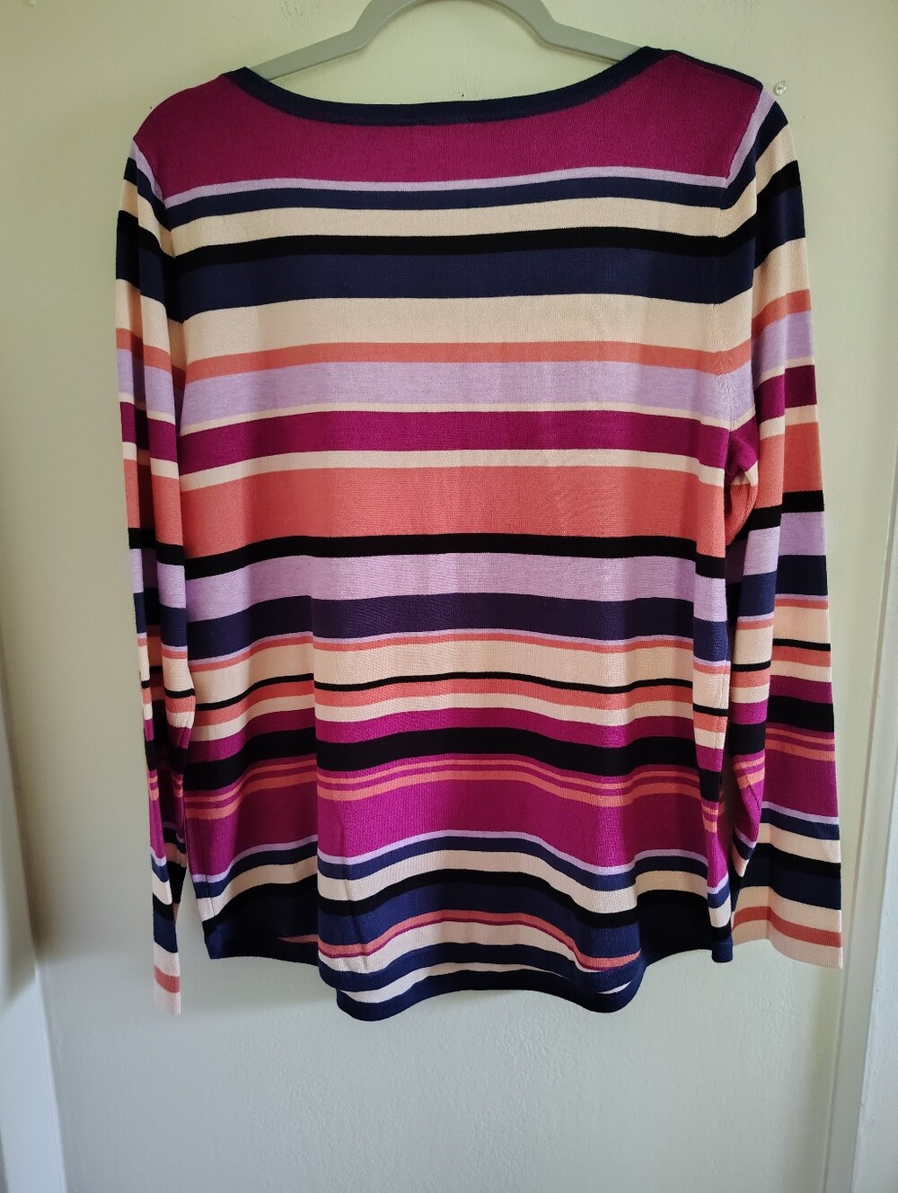 Chicos Striped Long Sleeve Top Large NWT Casual  Stretch Relaxed Everyday